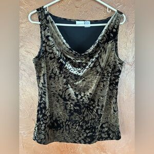 Newport News Olive\Black Velvet Animal Print Blouse & maxi skirt set M/L